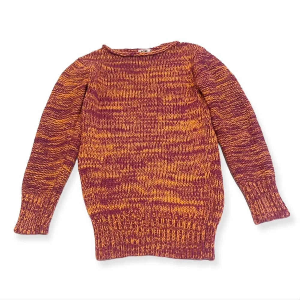 Acne Studios Minis 100% Cotton Knit Orange Pink Round Neck Sweater S SAMPLE